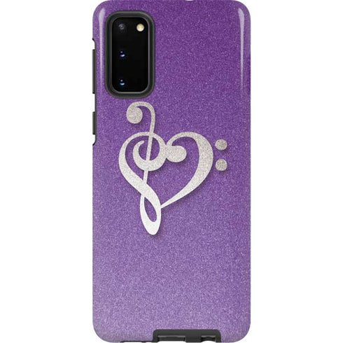 Purple Glitter Musical Heart Galaxy S20 Pro Case