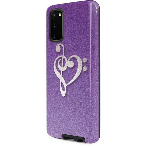 Purple Glitter Musical Heart Galaxy S20 Pro Case