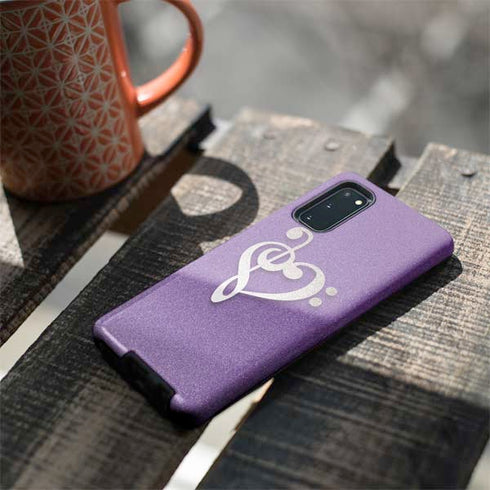 Purple Glitter Musical Heart Galaxy S20 Pro Case
