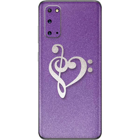 Purple Glitter Musical Heart Galaxy S20 Skin