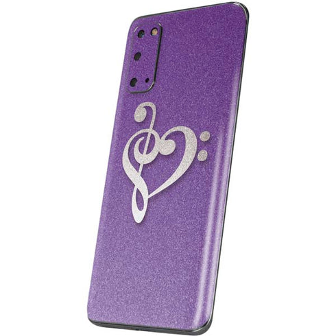 Purple Glitter Musical Heart Galaxy S20 Skin