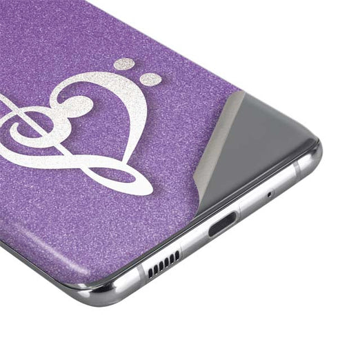 Purple Glitter Musical Heart Galaxy S20 Ultra 5G Skin