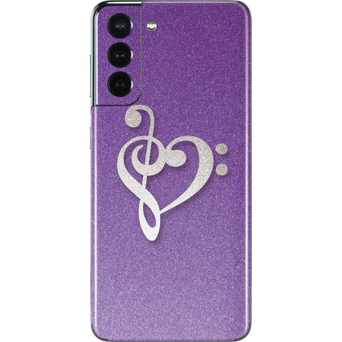 Purple Glitter Musical Heart Galaxy S21 5G Skin