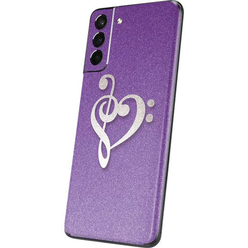 Purple Glitter Musical Heart Galaxy S21 5G Skin