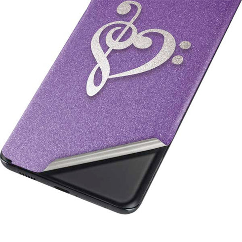 Purple Glitter Musical Heart Galaxy S21 5G Skin