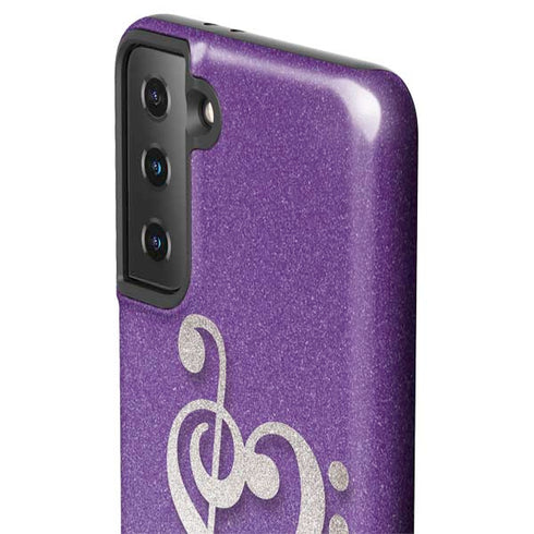 Purple Glitter Musical Heart Galaxy S21 Plus 5G Pro Case