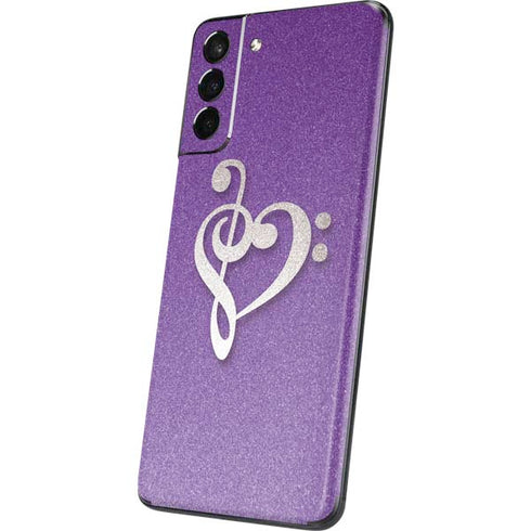 Purple Glitter Musical Heart Galaxy S21 Plus 5G Skin