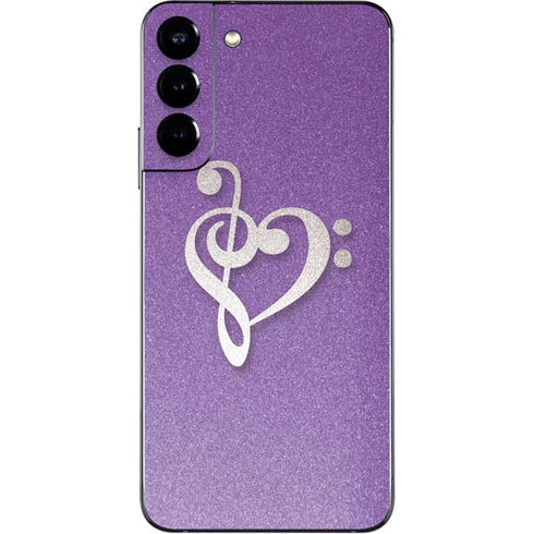Purple Glitter Musical Heart Galaxy S22 Plus Skin
