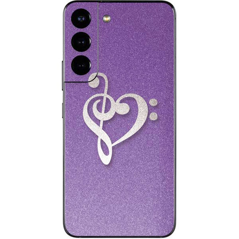 Purple Glitter Musical Heart Galaxy S22 Skin