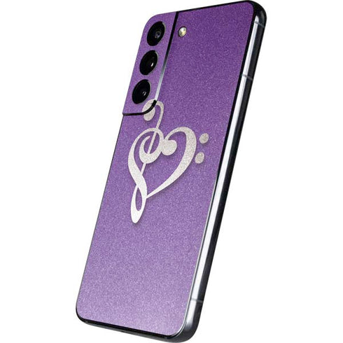 Purple Glitter Musical Heart Galaxy S22 Skin