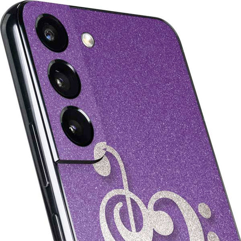 Purple Glitter Musical Heart Galaxy S22 Skin