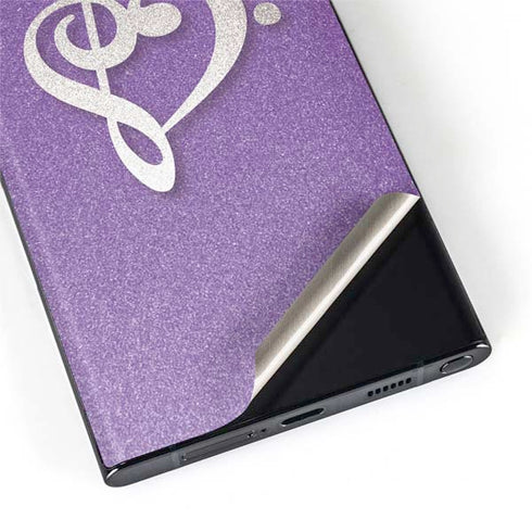 Purple Glitter Musical Heart Galaxy S22 Ultra Skin