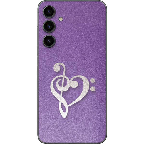 Purple Glitter Musical Heart Galaxy S23 FE Skin