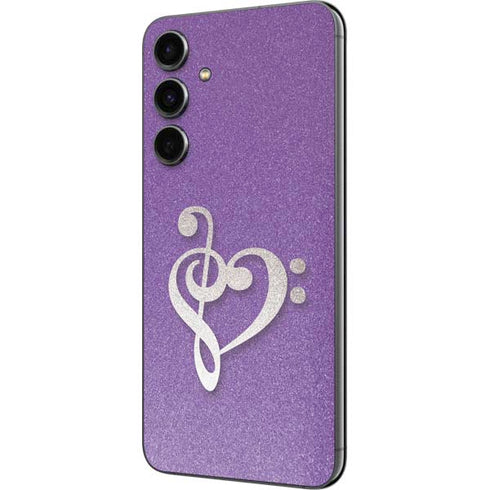 Purple Glitter Musical Heart Galaxy S23 FE Skin