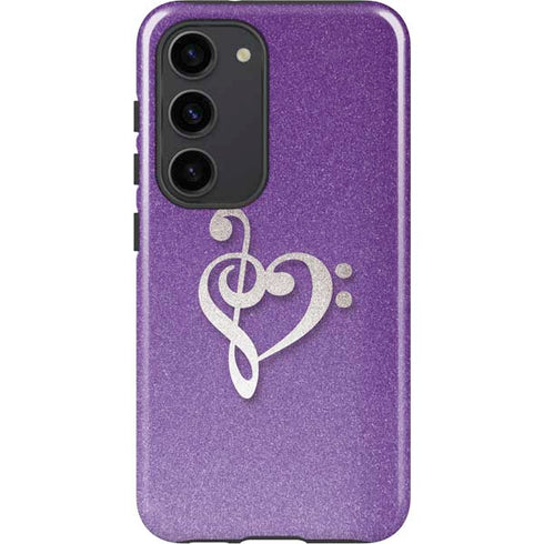 Purple Glitter Musical Heart Galaxy S23 Pro Case