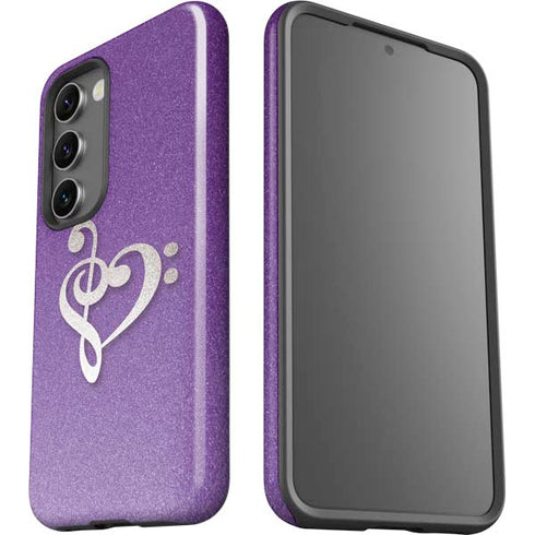 Purple Glitter Musical Heart Galaxy S23 Pro Case