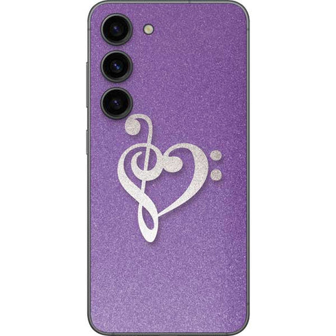 Purple Glitter Musical Heart Galaxy S23 Skin