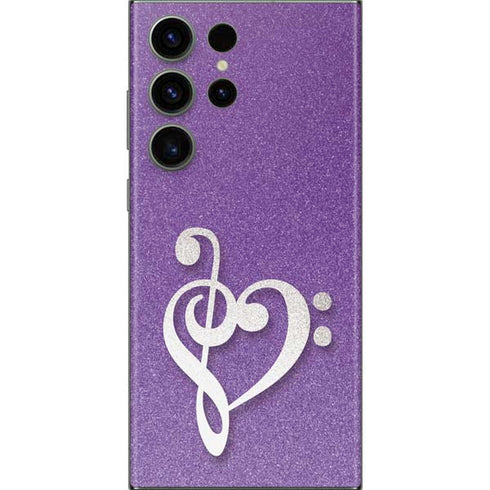 Purple Glitter Musical Heart Galaxy S23 Ultra Skin