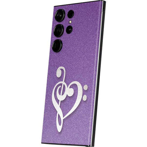 Purple Glitter Musical Heart Galaxy S23 Ultra Skin