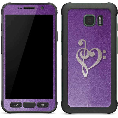 Purple Glitter Musical Heart Galaxy S7 Active Skin