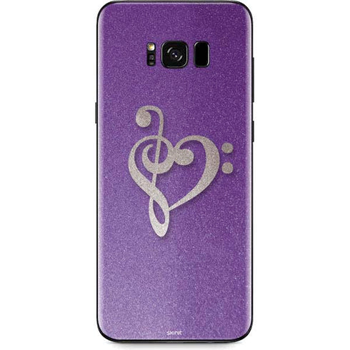 Purple Glitter Musical Heart Galaxy S8 Plus Skin