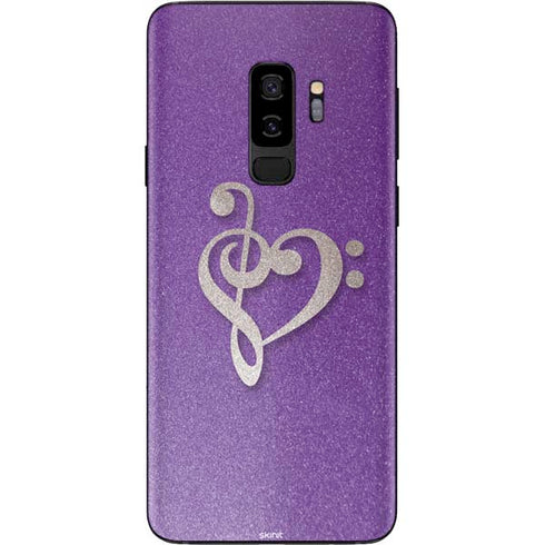 Purple Glitter Musical Heart Galaxy S9 Plus Skin