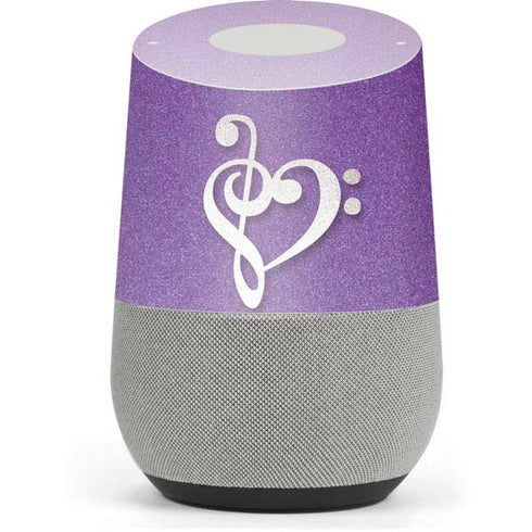 Purple Glitter Musical Heart Google Home Skin