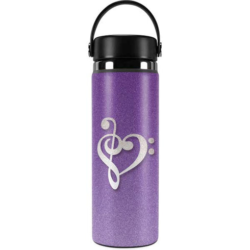 Purple Glitter Musical Heart Hydro Flask 20oz Wide Mouth Skin