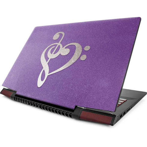 Purple Glitter Musical Heart Lenovo IdeaPad Skin