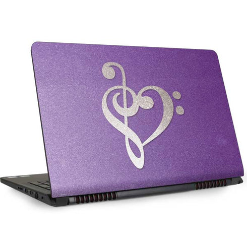 Purple Glitter Musical Heart Dell Inspiron Skin