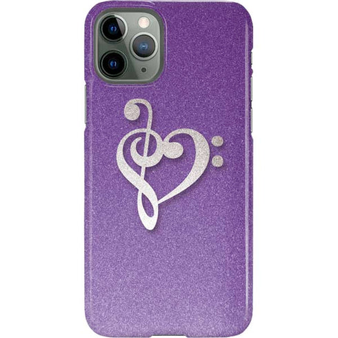 Purple Glitter Musical Heart iPhone 11 Pro Lite Case