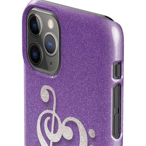 Purple Glitter Musical Heart iPhone 11 Pro Lite Case