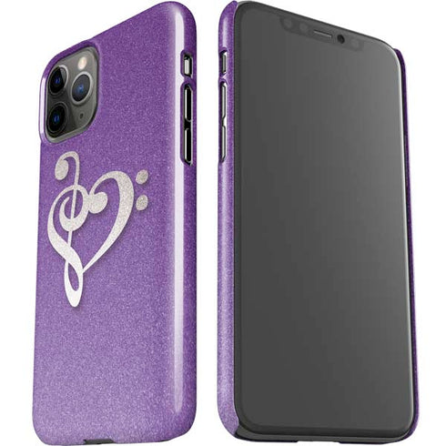 Purple Glitter Musical Heart iPhone 11 Pro Lite Case