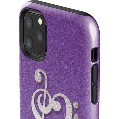 Purple Glitter Musical Heart iPhone 11 Pro Max Impact Case