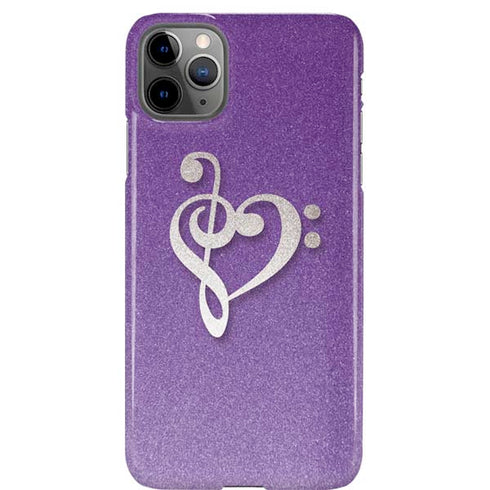 Purple Glitter Musical Heart iPhone 11 Pro Max Lite Case