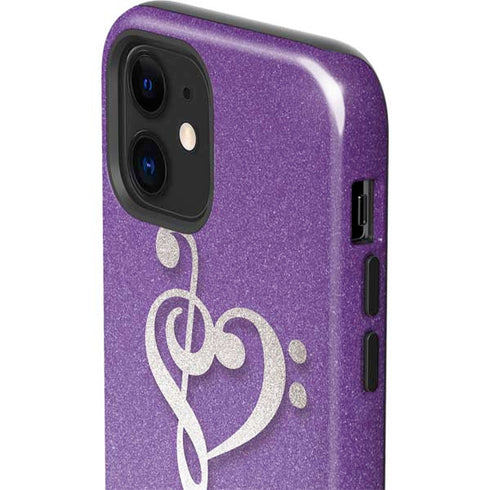 Purple Glitter Musical Heart iPhone 12 Impact Case