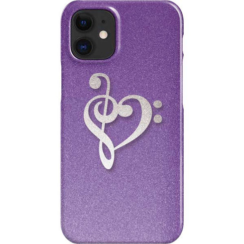 Purple Glitter Musical Heart iPhone 12 Mini Lite Case