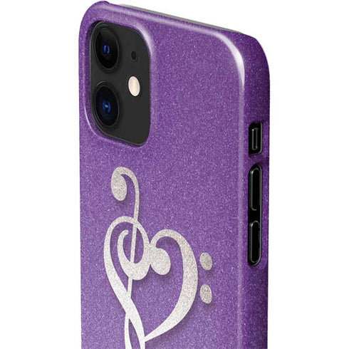 Purple Glitter Musical Heart iPhone 12 Mini Lite Case