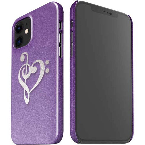 Purple Glitter Musical Heart iPhone 12 Mini Lite Case