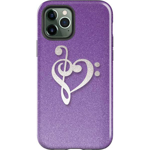 Purple Glitter Musical Heart iPhone 12 Pro Max Impact Case