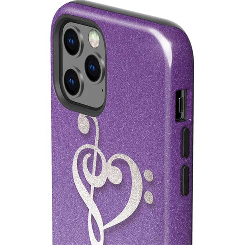 Purple Glitter Musical Heart iPhone 12 Pro Max Impact Case