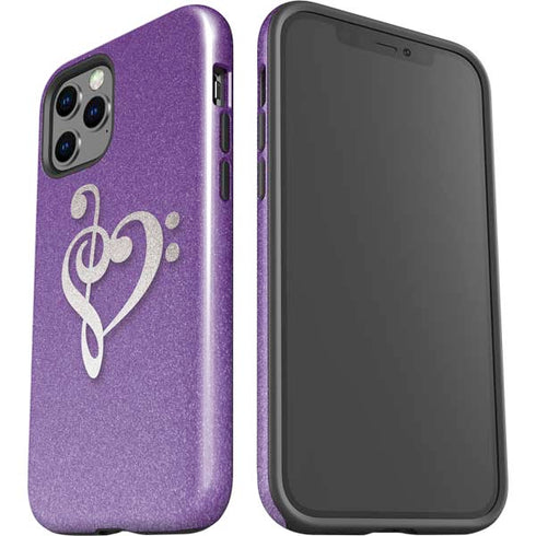 Purple Glitter Musical Heart iPhone 12 Pro Max Impact Case