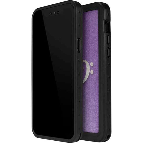 Purple Glitter Musical Heart iPhone 12 Pro Max Waterproof Case