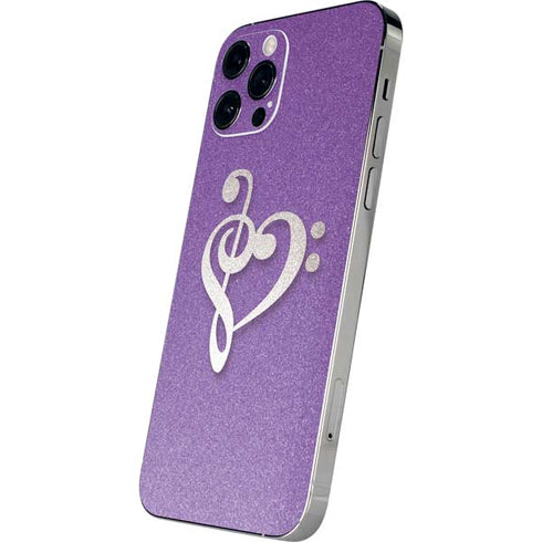 Purple Glitter Musical Heart iPhone 12 Pro Skin
