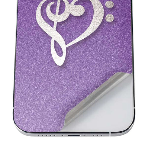 Purple Glitter Musical Heart iPhone 12 Pro Skin