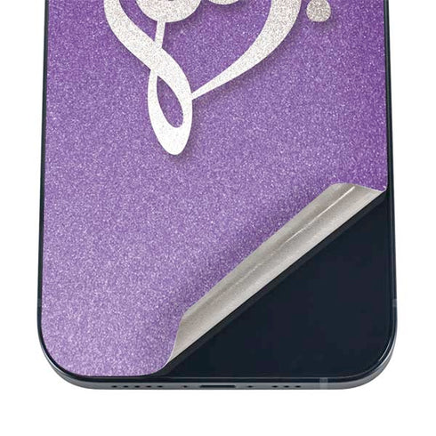 Purple Glitter Musical Heart iPhone 12 Skin