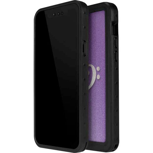 Purple Glitter Musical Heart iPhone 13 Mini Waterproof Case