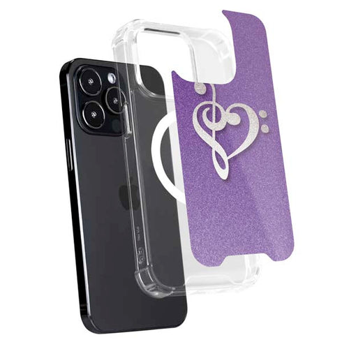 Purple Glitter Musical Heart iPhone 13 Pro Max MagSafe Case