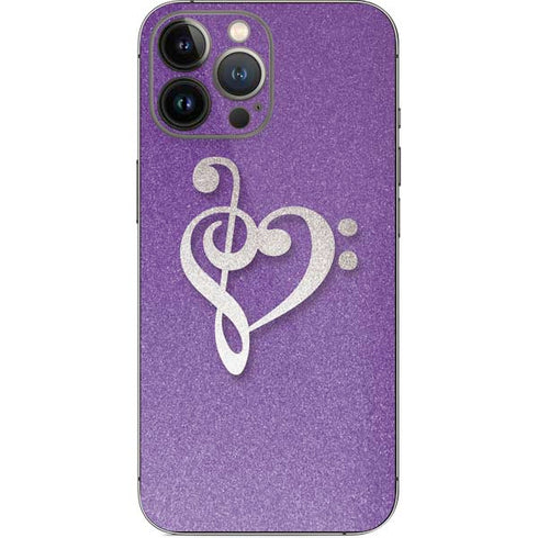 Purple Glitter Musical Heart iPhone 13 Pro Max Skin