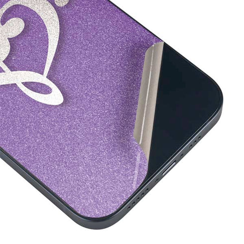 Purple Glitter Musical Heart iPhone 14 Plus Skin